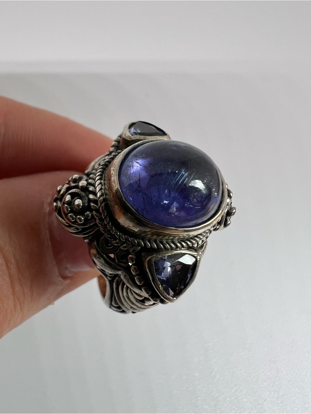 SARDA Tanzanite and Sterling silver Bali ring Size 7.5 11.6g - Picture 11 of 15